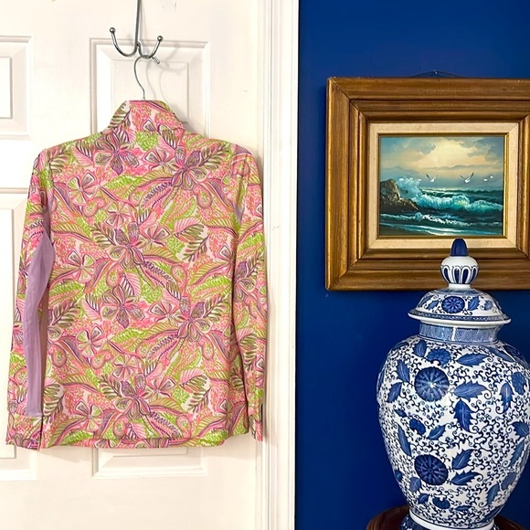 NWOT Stella Parker Golf Collection Floral Print Quarter Zip Pullover Mesh Sleeve - Picture 7 of 8